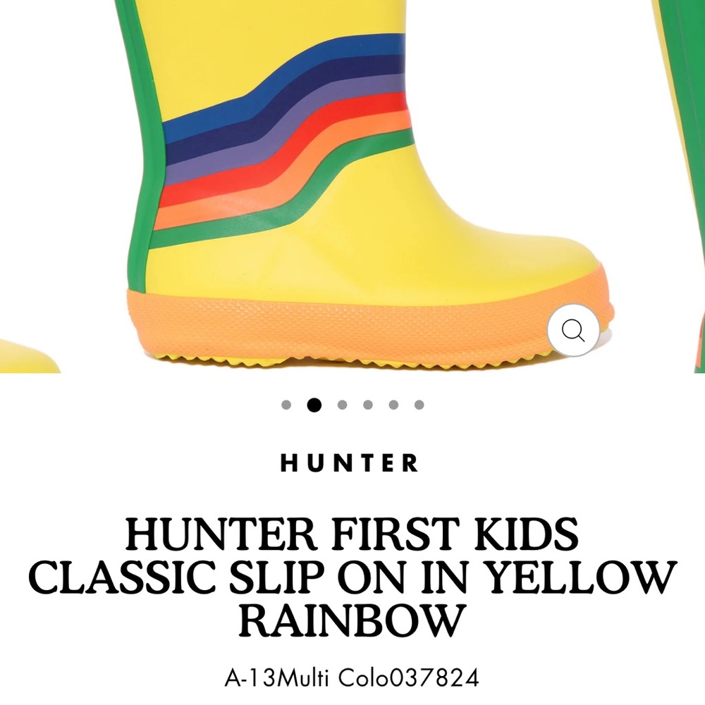 Hunter Kids Yellow Boots with Rainbow Stripes